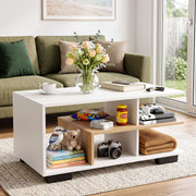 Sanna 3-Tier Coffee Table 90cm – White & Wood