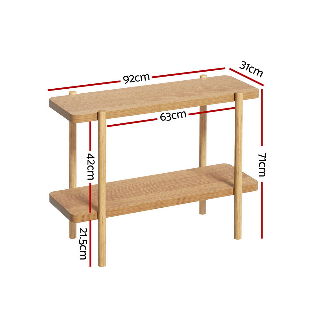Contemporary 2-Shelf Console Table 92cm - Pine