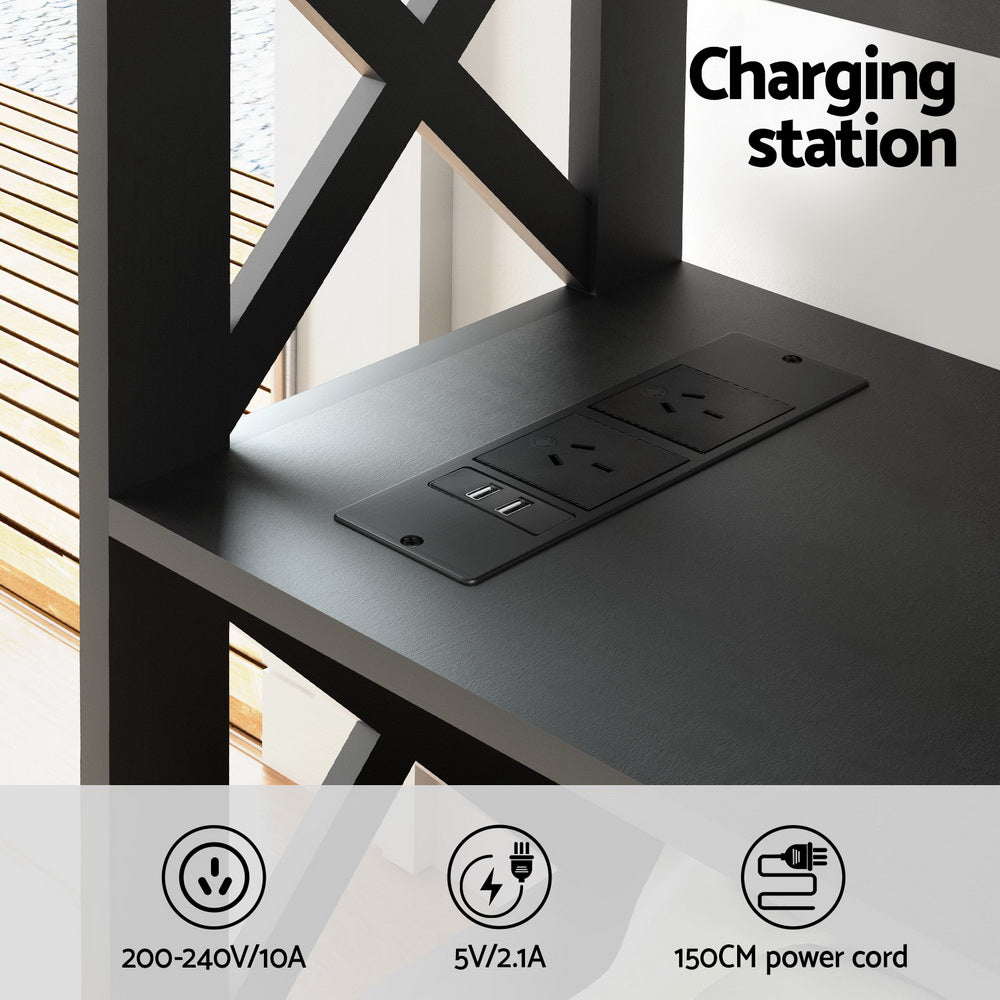 Console Table with USB Power Outlets - Black - Homecoze