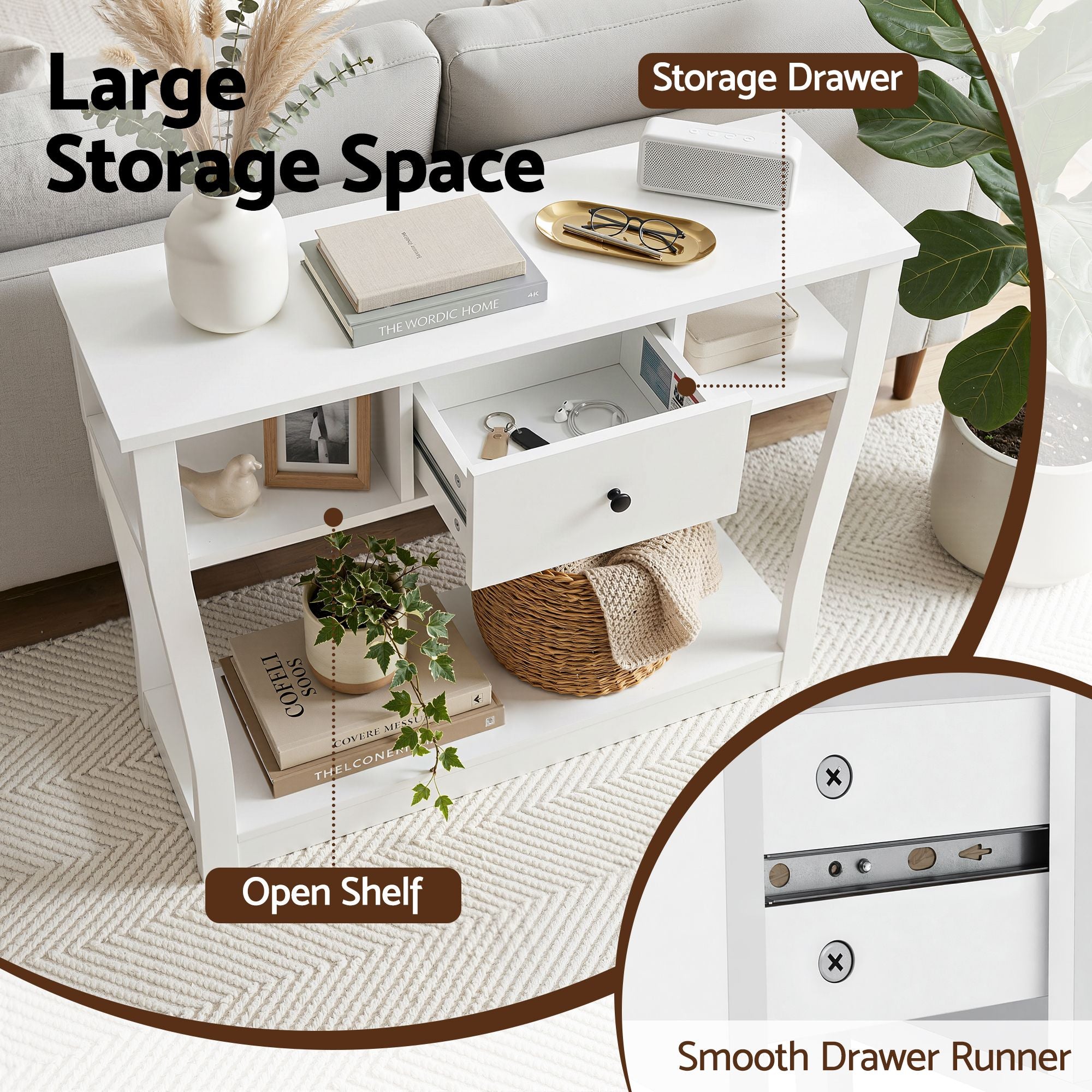 Felicity Console Table with Drawer – White