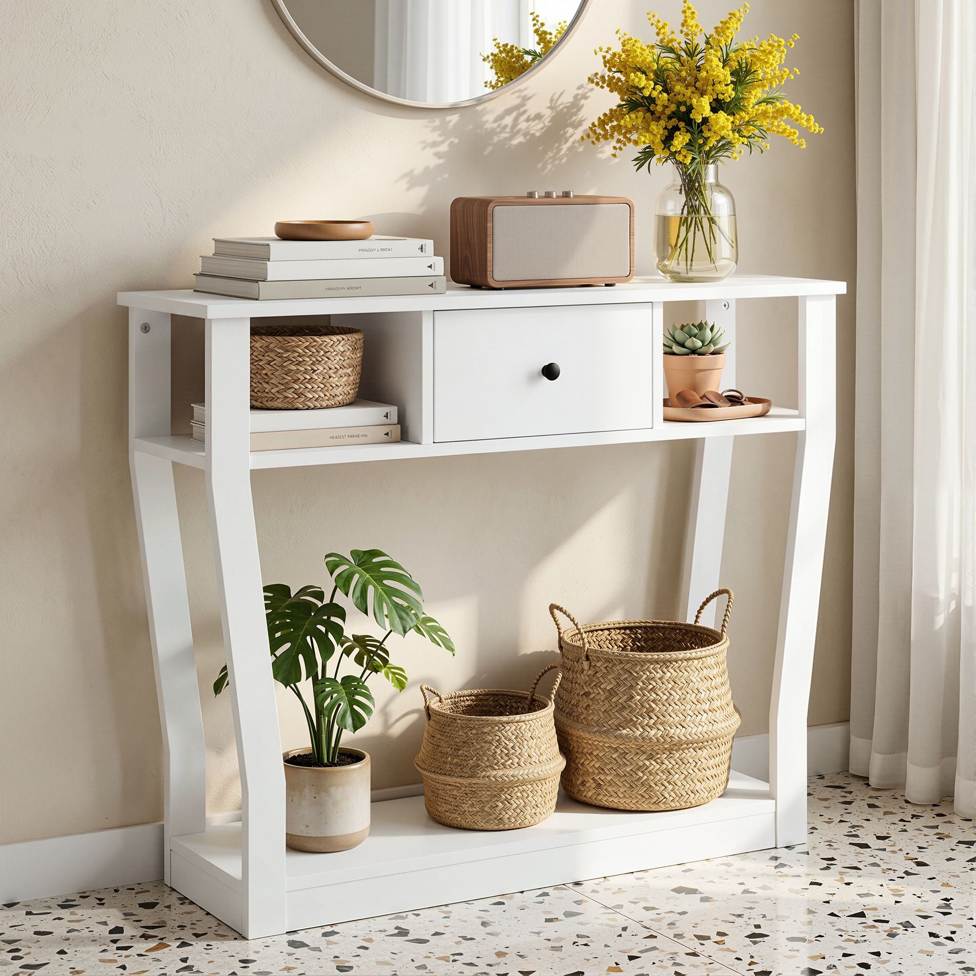 Felicity Console Table with Drawer – White