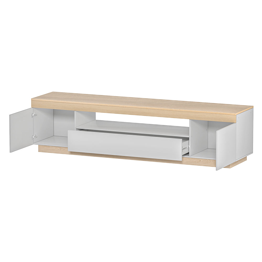 Modern TV Entertainment Unit 180cm - White & Oak - Homecoze