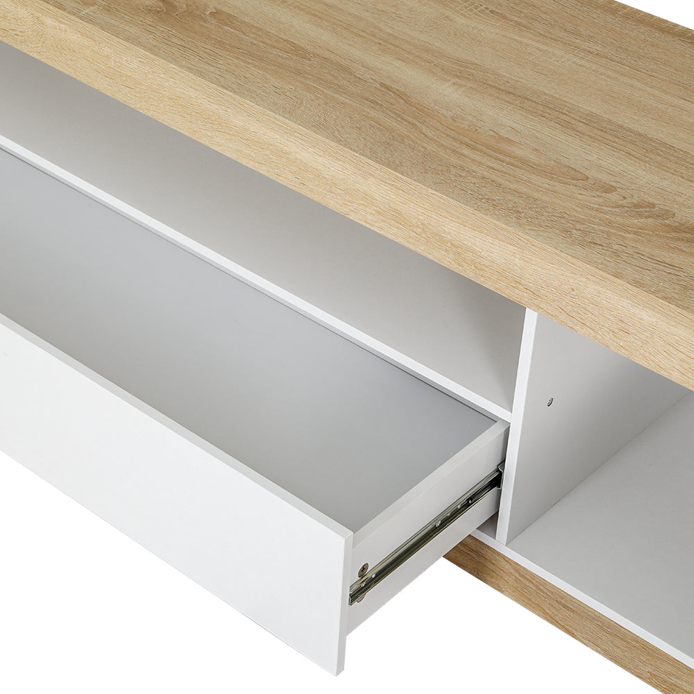 Modern TV Entertainment Unit 180cm - White & Oak - Homecoze