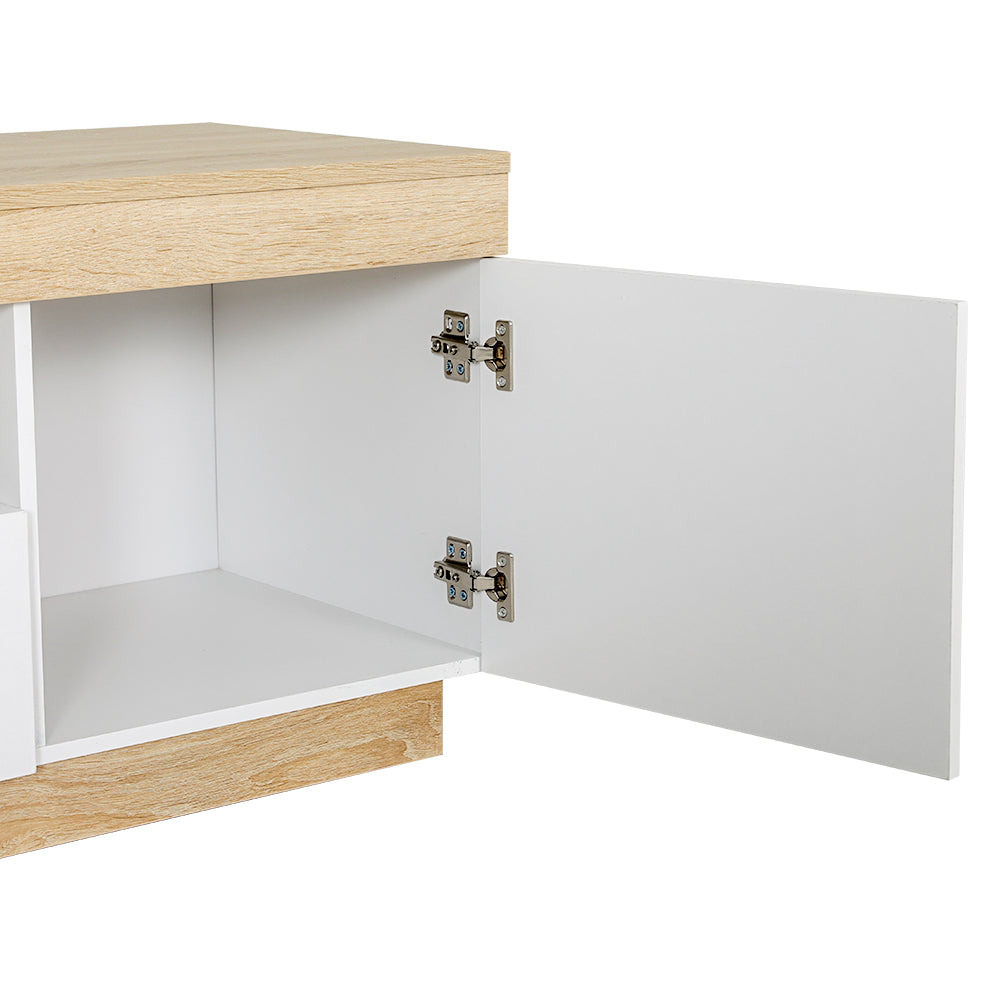 Modern TV Entertainment Unit 180cm - White & Oak - Homecoze