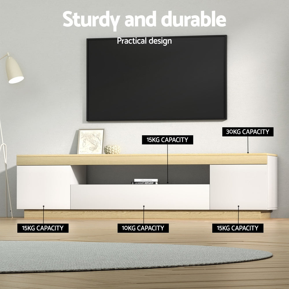 Modern TV Entertainment Unit 180cm - White & Oak