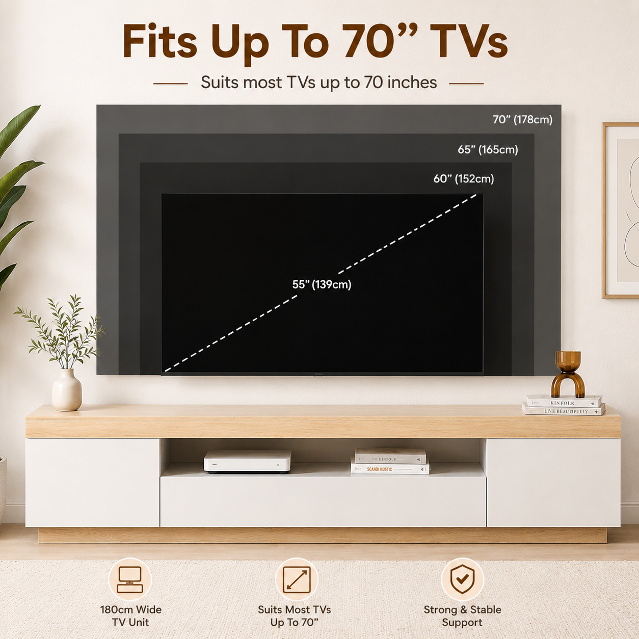 Harlow Modern TV Unit 180cm – White & Oak