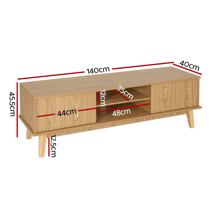 Modern Pine Wood Style TV Cabinet Entertainment Unit 140CM