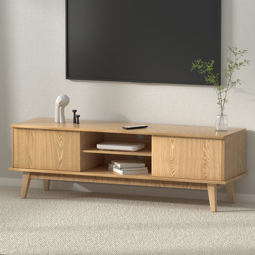 Modern Pine Wood Style TV Cabinet Entertainment Unit 140CM