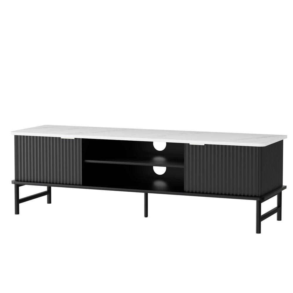 Modern TV Cabinet Entertainment Unit 140cm - Black - Homecoze