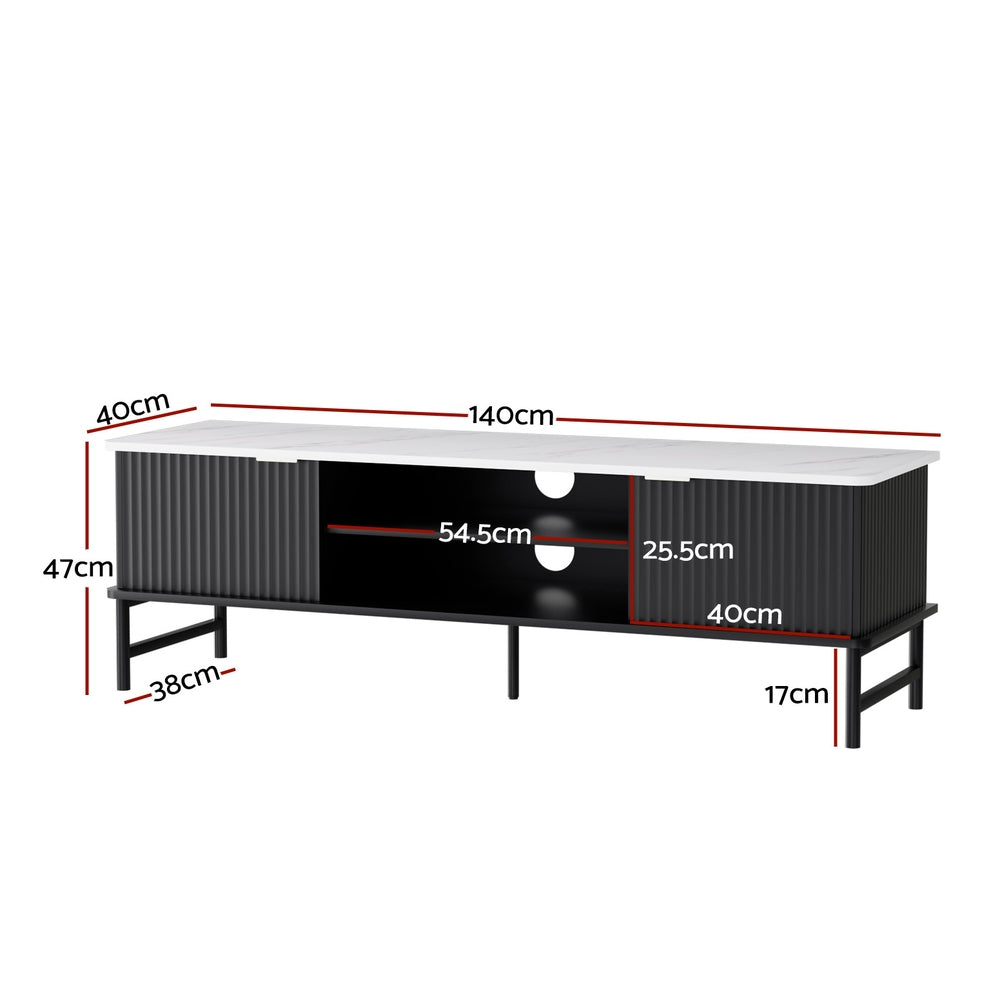 Modern TV Cabinet Entertainment Unit 140cm - Black - Homecoze