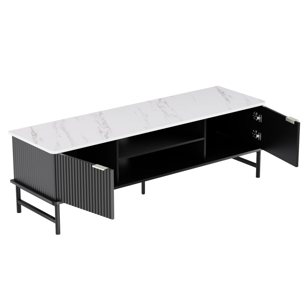 Modern TV Cabinet Entertainment Unit 140cm - Black - Homecoze