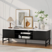 Modern TV Cabinet Entertainment Unit 140cm - Black - Homecoze