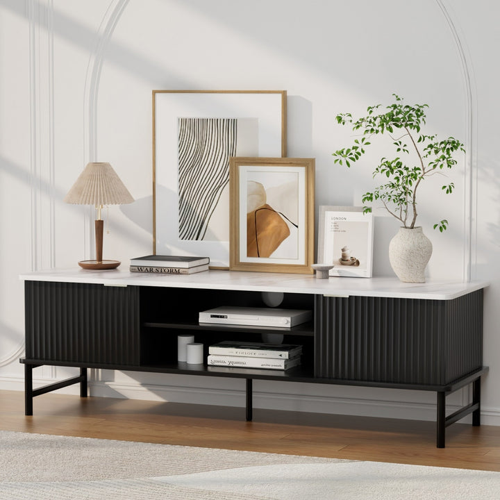 Modern TV Cabinet Entertainment Unit 140cm - Black