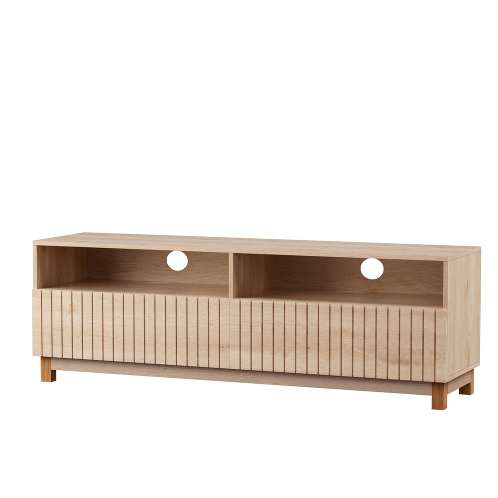 TV Cabinet Entertainment Unit Fluted Front 150cm - Pine - Homecoze