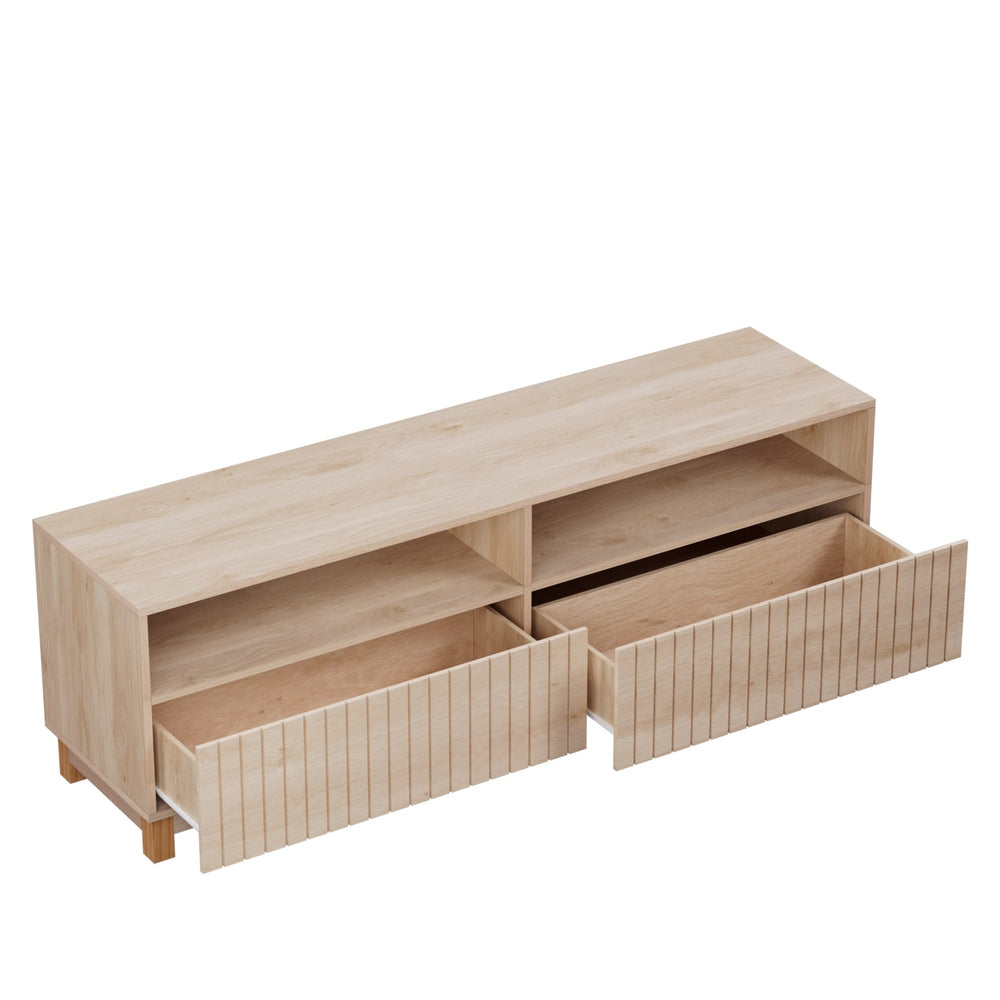 TV Cabinet Entertainment Unit Fluted Front 150cm - Pine - Homecoze