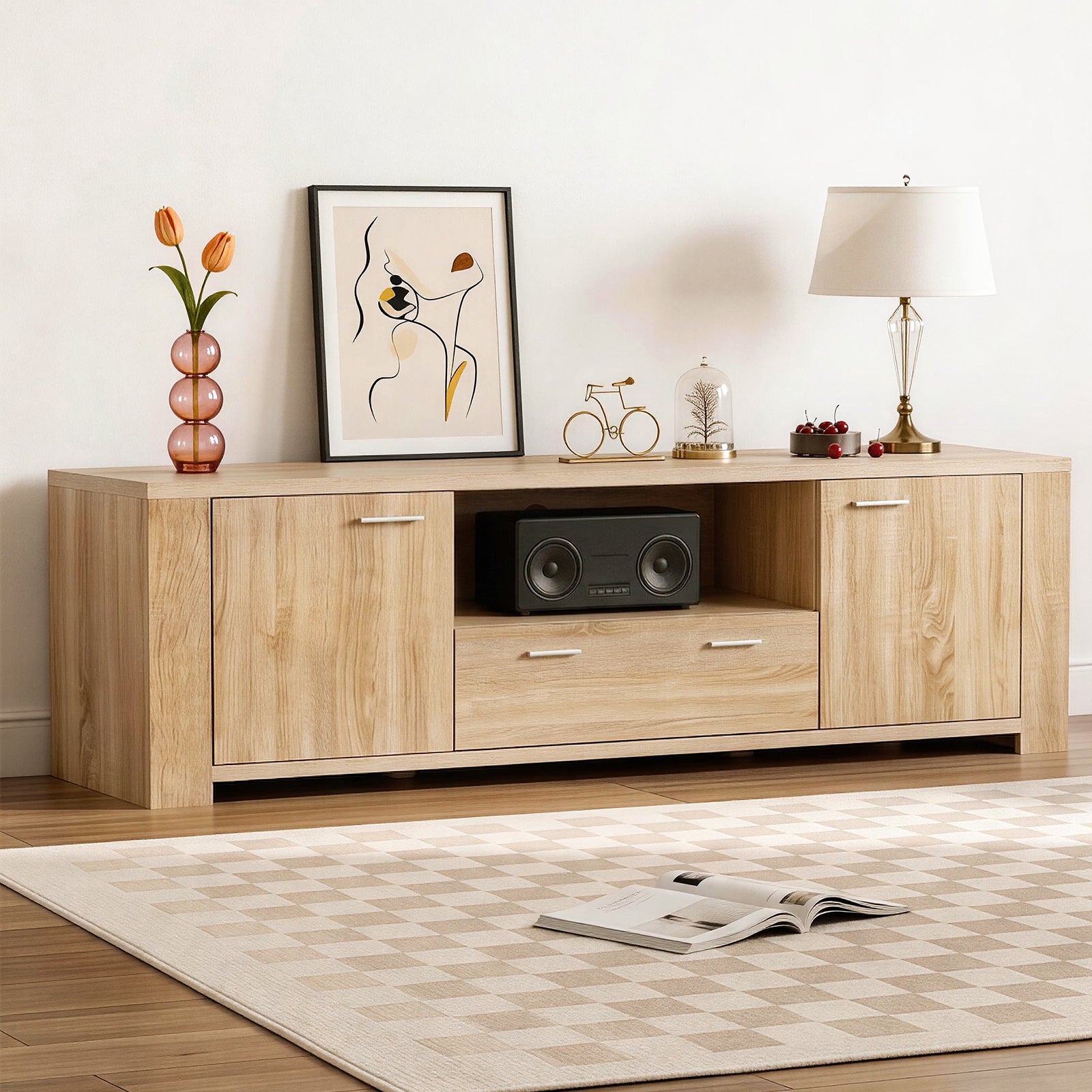 Artiss 180cm TV Unit Entertainment Unit Storage Drawer Cabinet Pine - Homecoze