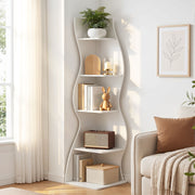 S-Shaped Corner Bookshelf 5 Tier - White