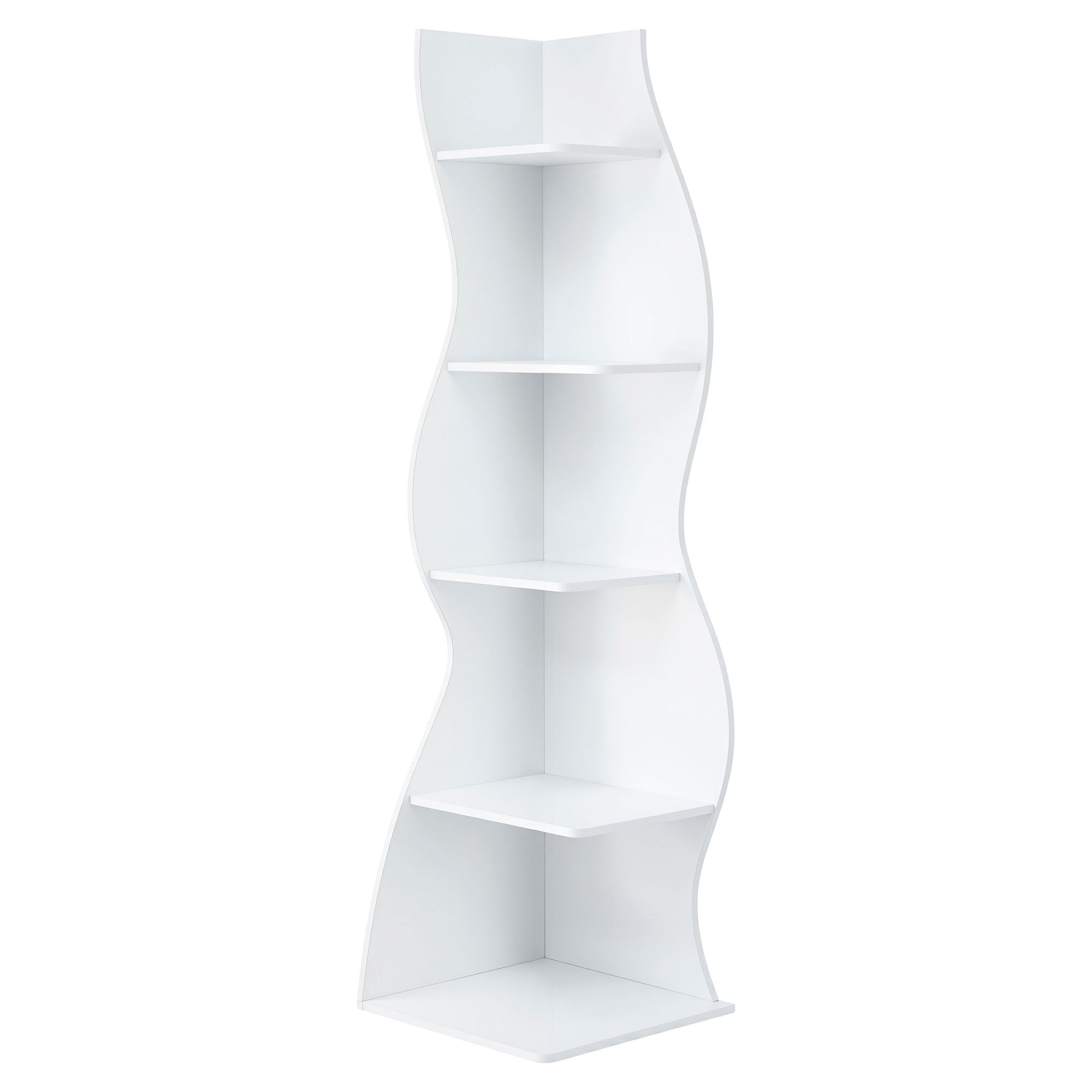S-Shaped Corner Bookshelf 5 Tier - White