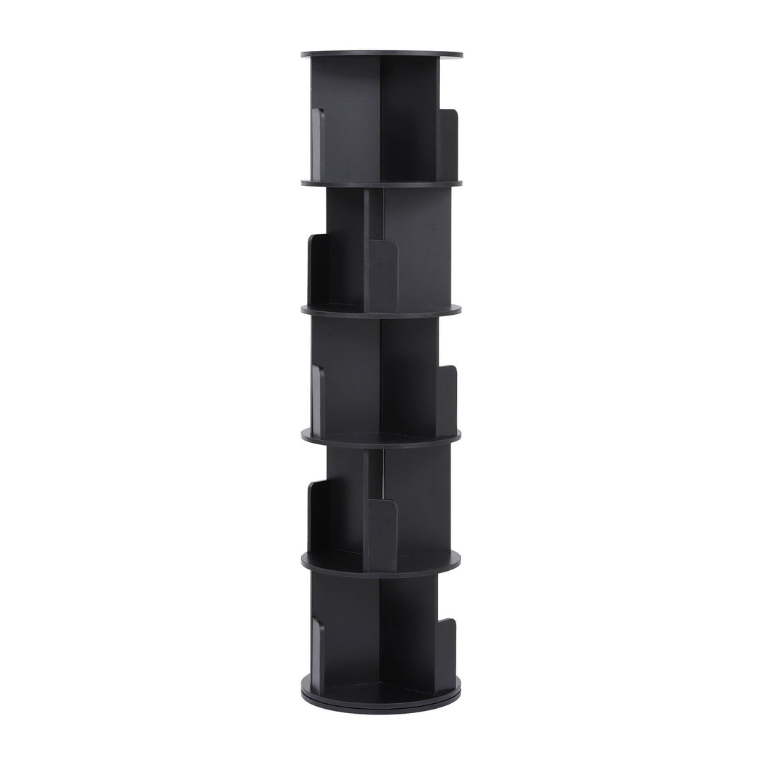 5-Tier Round Swivel Display Bookshelf - Black