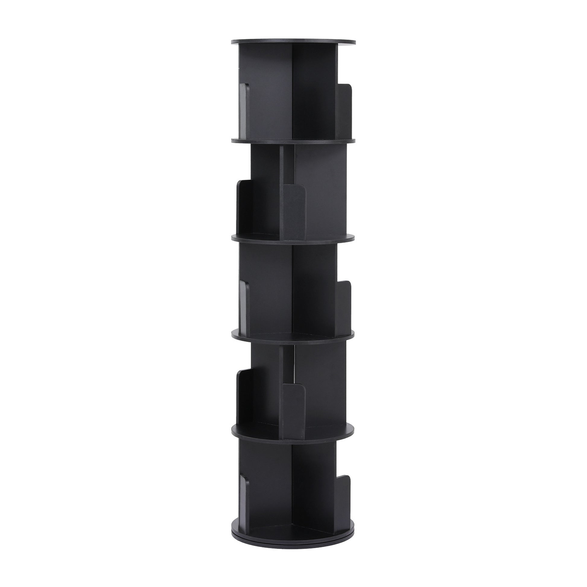5-Tier Round Swivel Display Bookshelf - Black - Homecoze