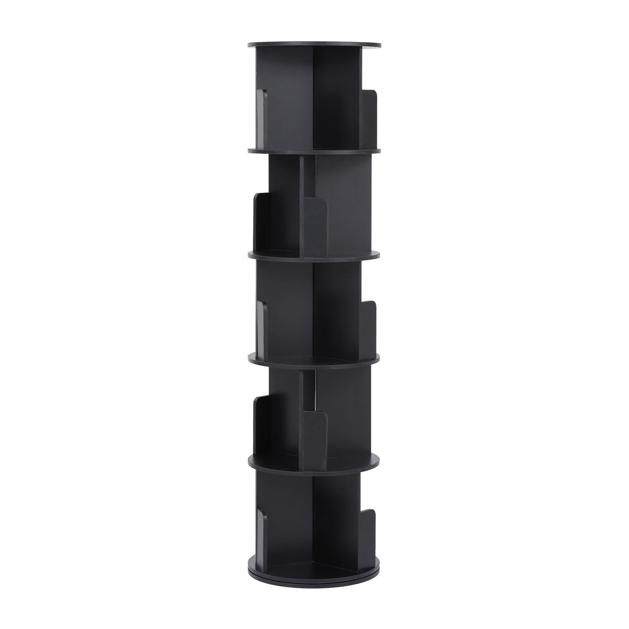 5-Tier Round Swivel Display Bookshelf - Black - Homecoze