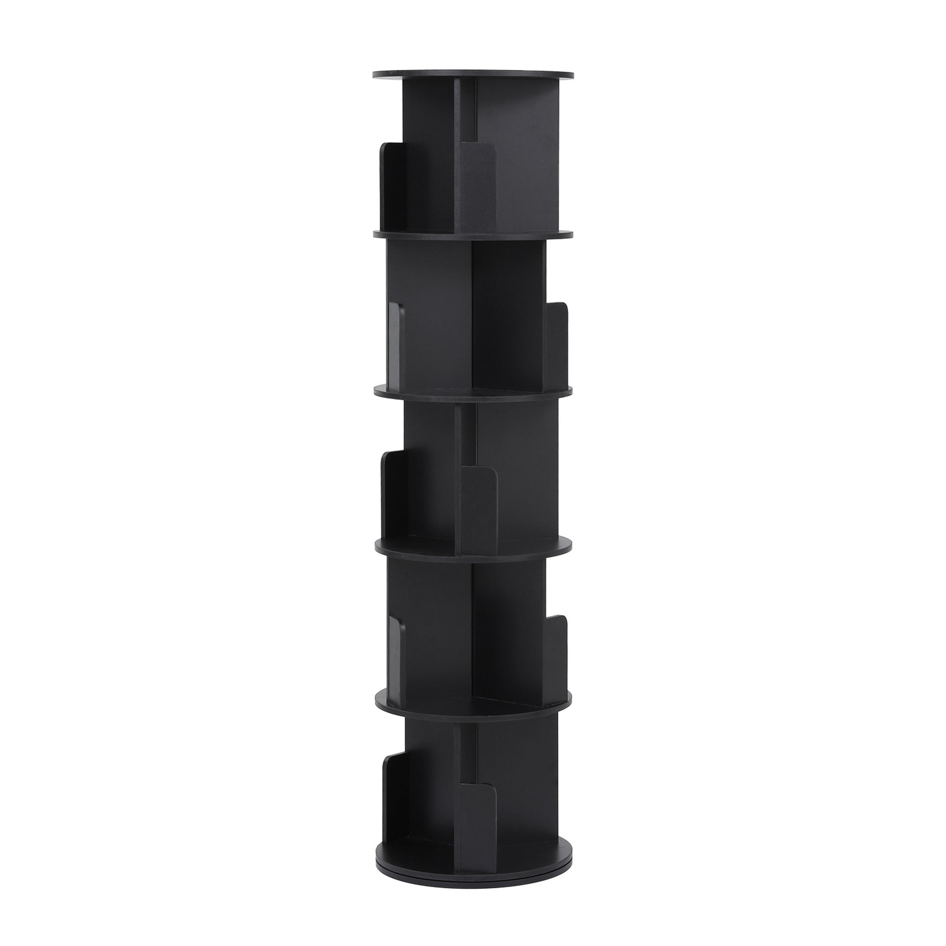5-Tier Round Swivel Display Bookshelf - Black - Homecoze