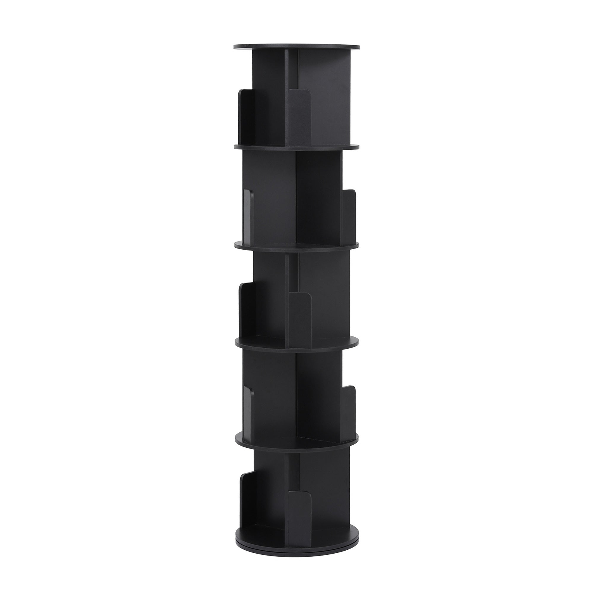 5-Tier Round Swivel Display Bookshelf - Black - Homecoze