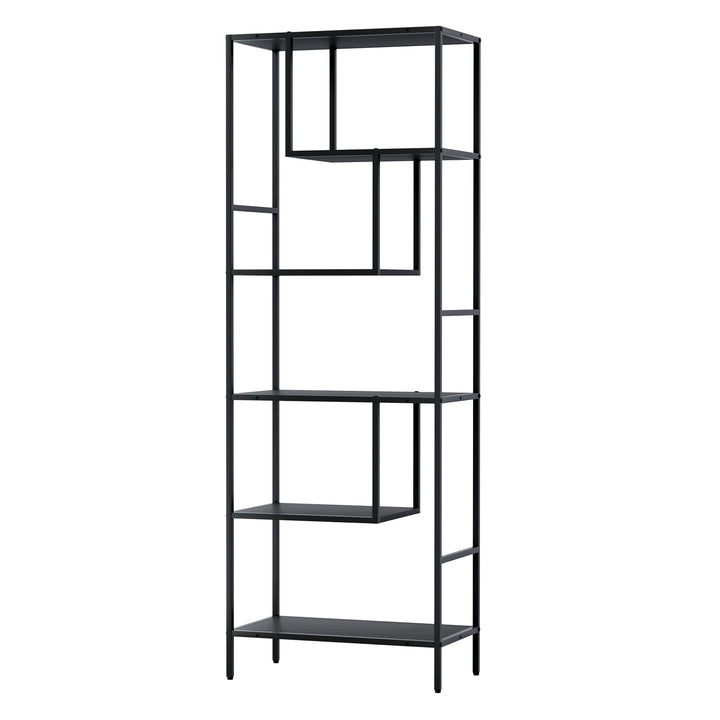 Modern 5-Tier Display Bookshelf - Black - Homecoze