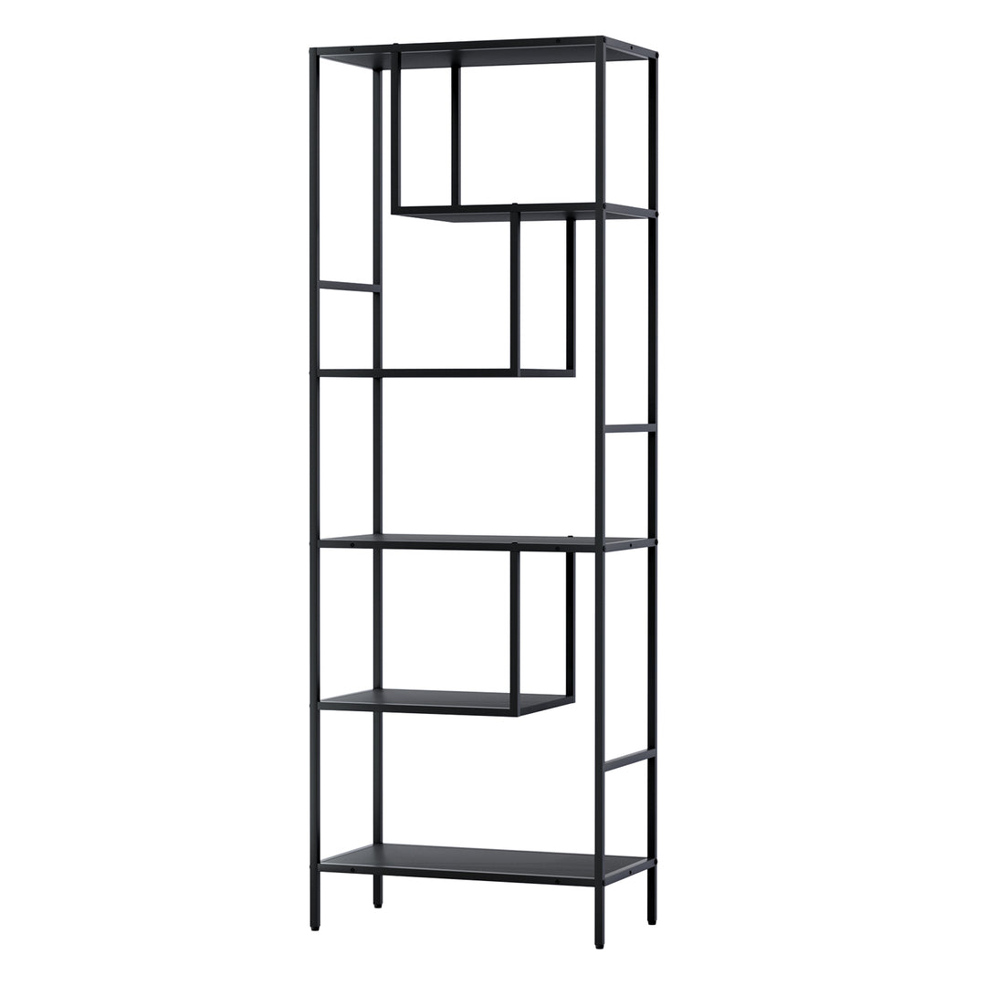 Modern 5-Tier Display Bookshelf - Black