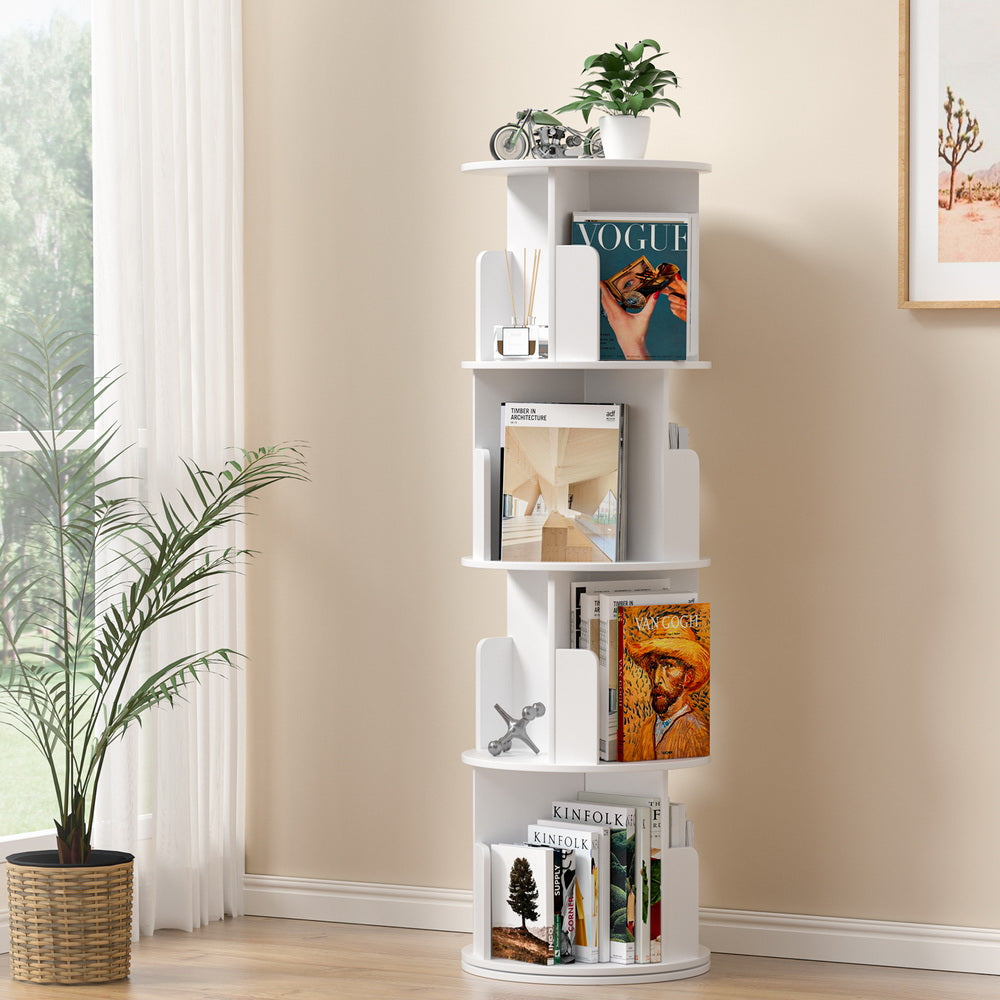 Compact Rotating Bookshelf - White - Homecoze