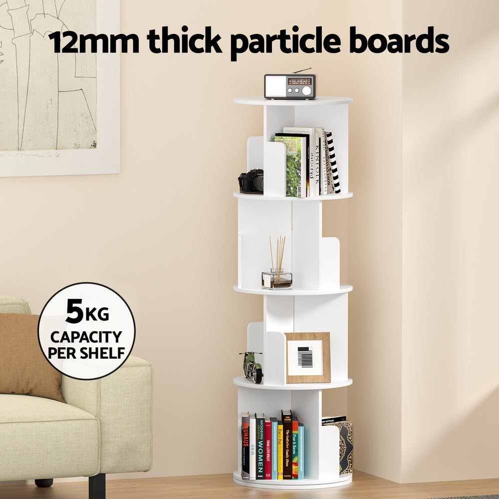 Compact Rotating Bookshelf - White - Homecoze