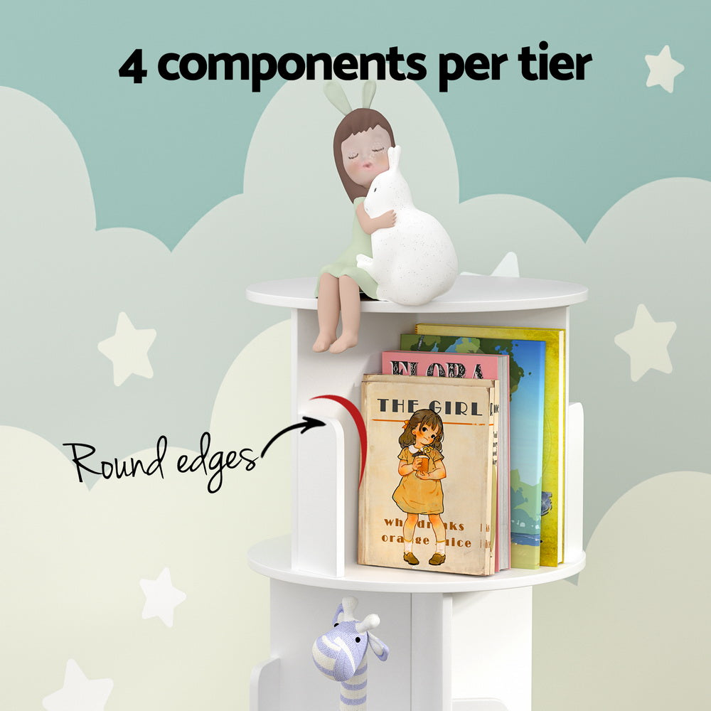 Compact Rotating Bookshelf - White - Homecoze