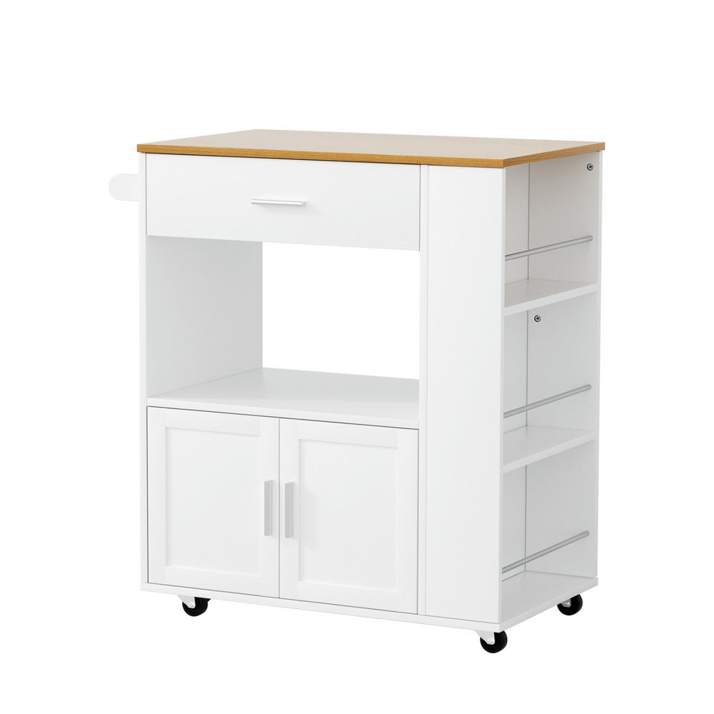 Compact Serving Cart Kitchen Island Trolley - White - Homecoze