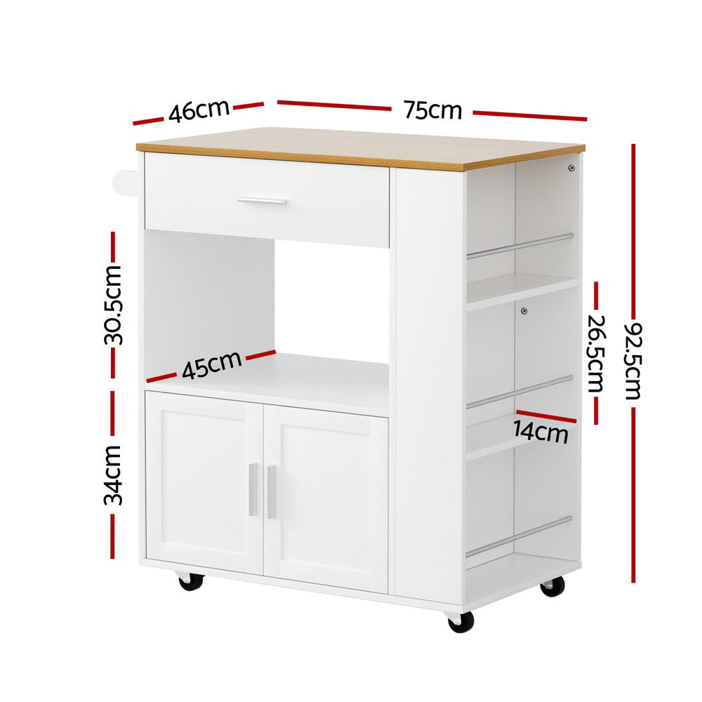 Compact Serving Cart Kitchen Island Trolley - White - Homecoze