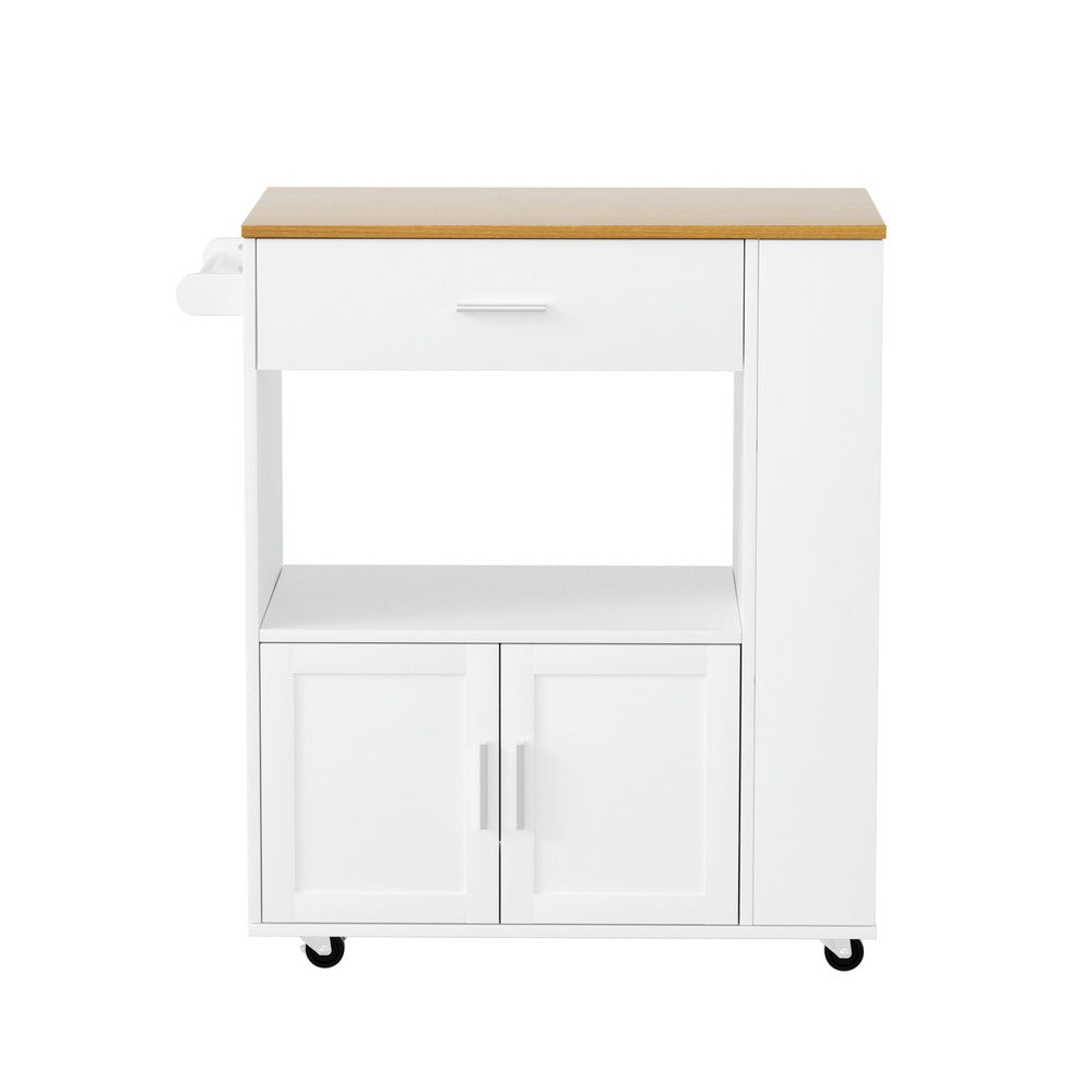 Compact Serving Cart Kitchen Island Trolley - White - Homecoze