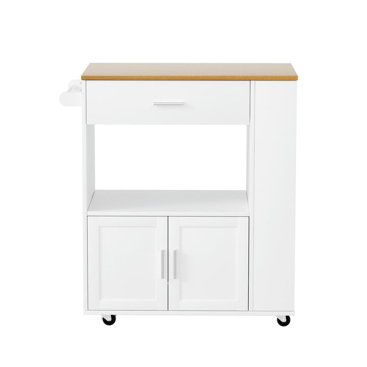 Compact Serving Cart Kitchen Island Trolley - White