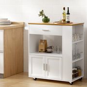Compact Serving Cart Kitchen Island Trolley - White - Homecoze