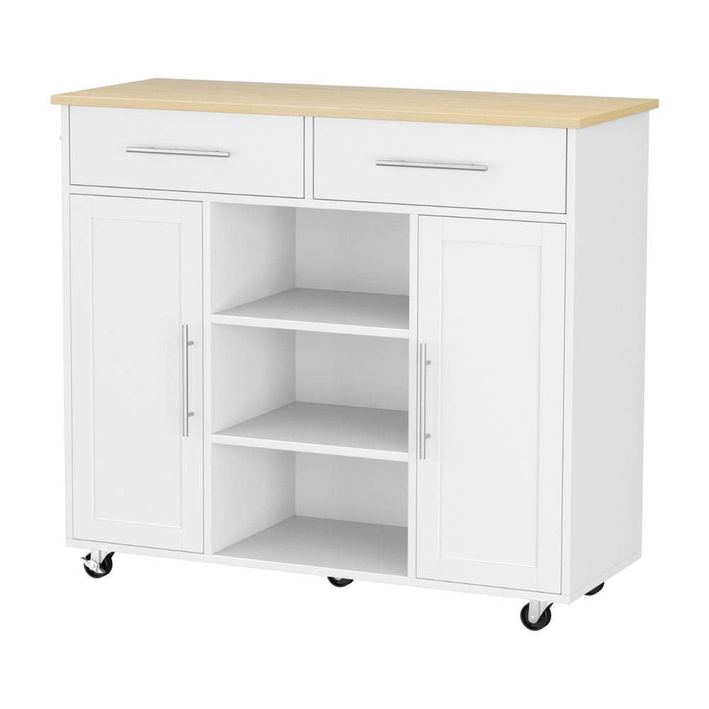 Artiss Kitchen Island Trolley Rolling Serving Cart Storage Drawer Cabinet 100cm White - Homecoze