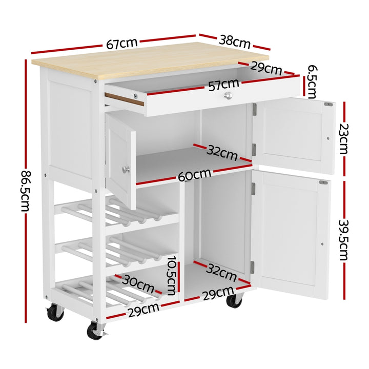 Artiss Kitchen Island Trolley Rolling Serving Cart Storage Cart Drawer Cupboard - Homecoze