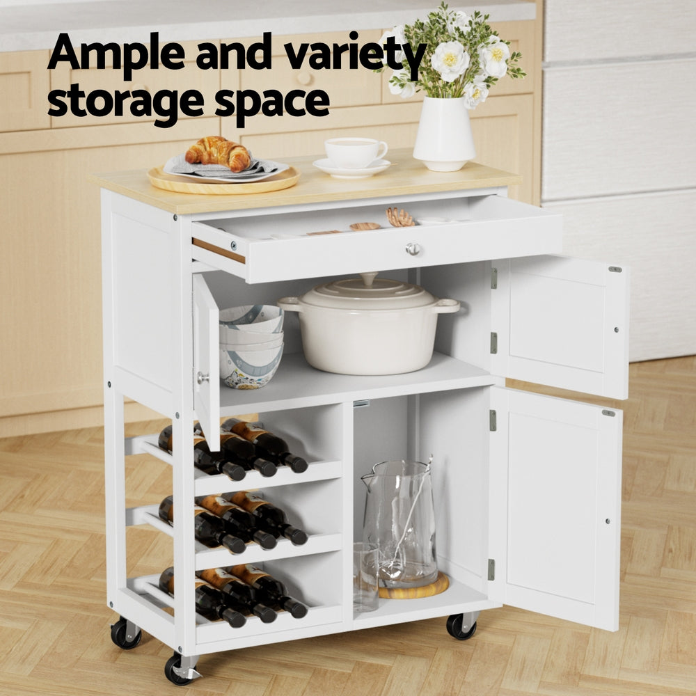 Artiss Kitchen Island Trolley Rolling Serving Cart Storage Cart Drawer Cupboard - Homecoze