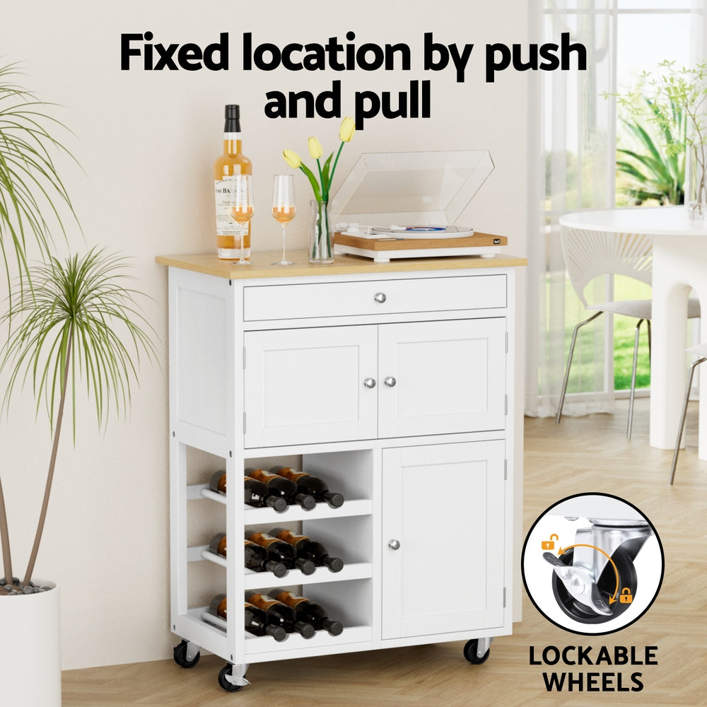 Artiss Kitchen Island Trolley Rolling Serving Cart Storage Cart Drawer Cupboard - Homecoze