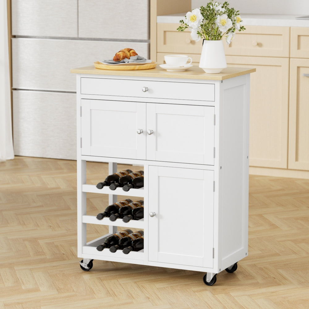 Artiss Kitchen Island Trolley Rolling Serving Cart Storage Cart Drawer Cupboard - Homecoze