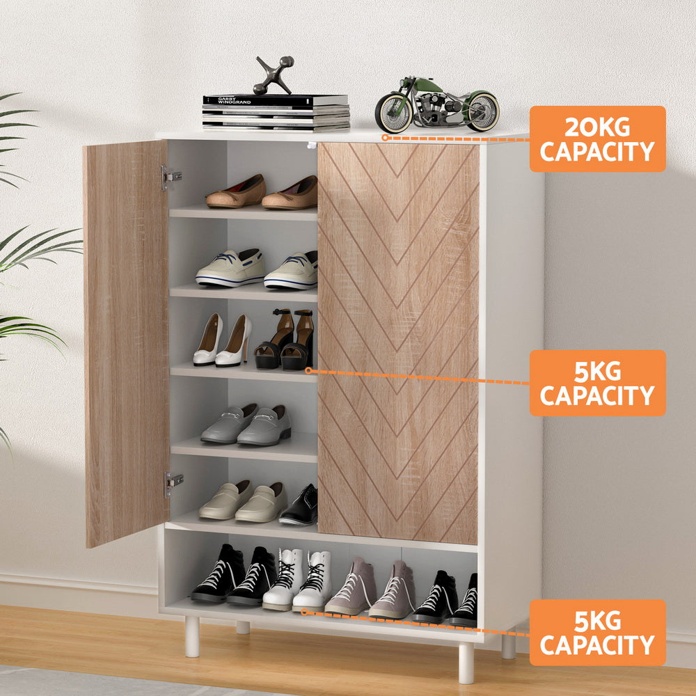 Artiss Shoe Rack Cabinet 24 Pairs 6-tier White - Homecoze