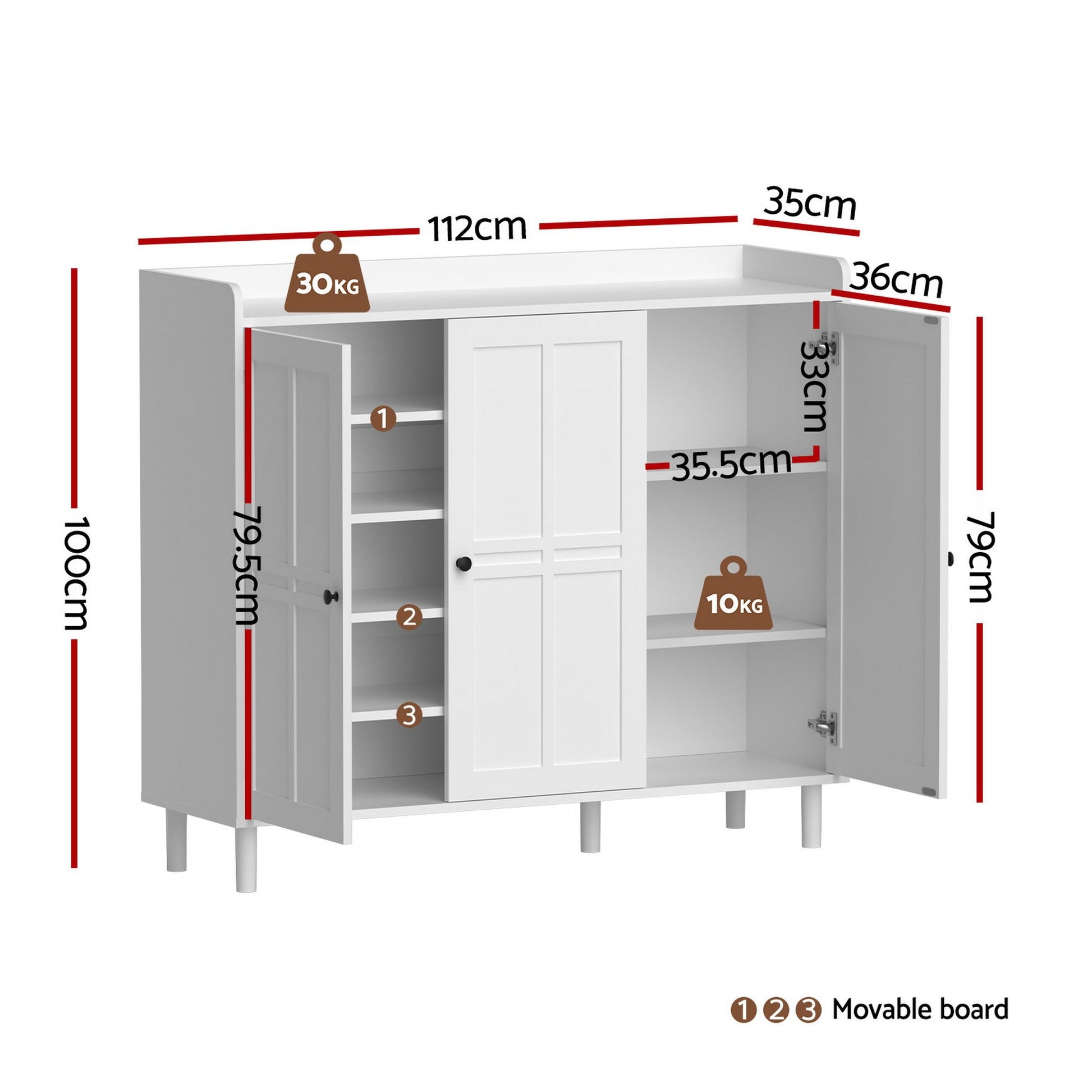 Artiss Shoe Rack Cabinet Storage Cupboard Adjustable Shelf White - Homecoze