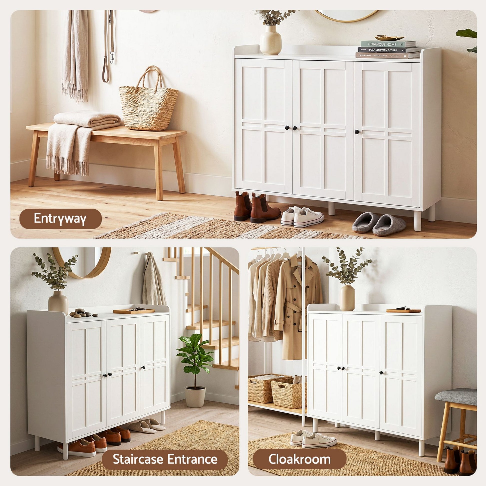 Artiss Shoe Rack Cabinet Storage Cupboard Adjustable Shelf White - Homecoze
