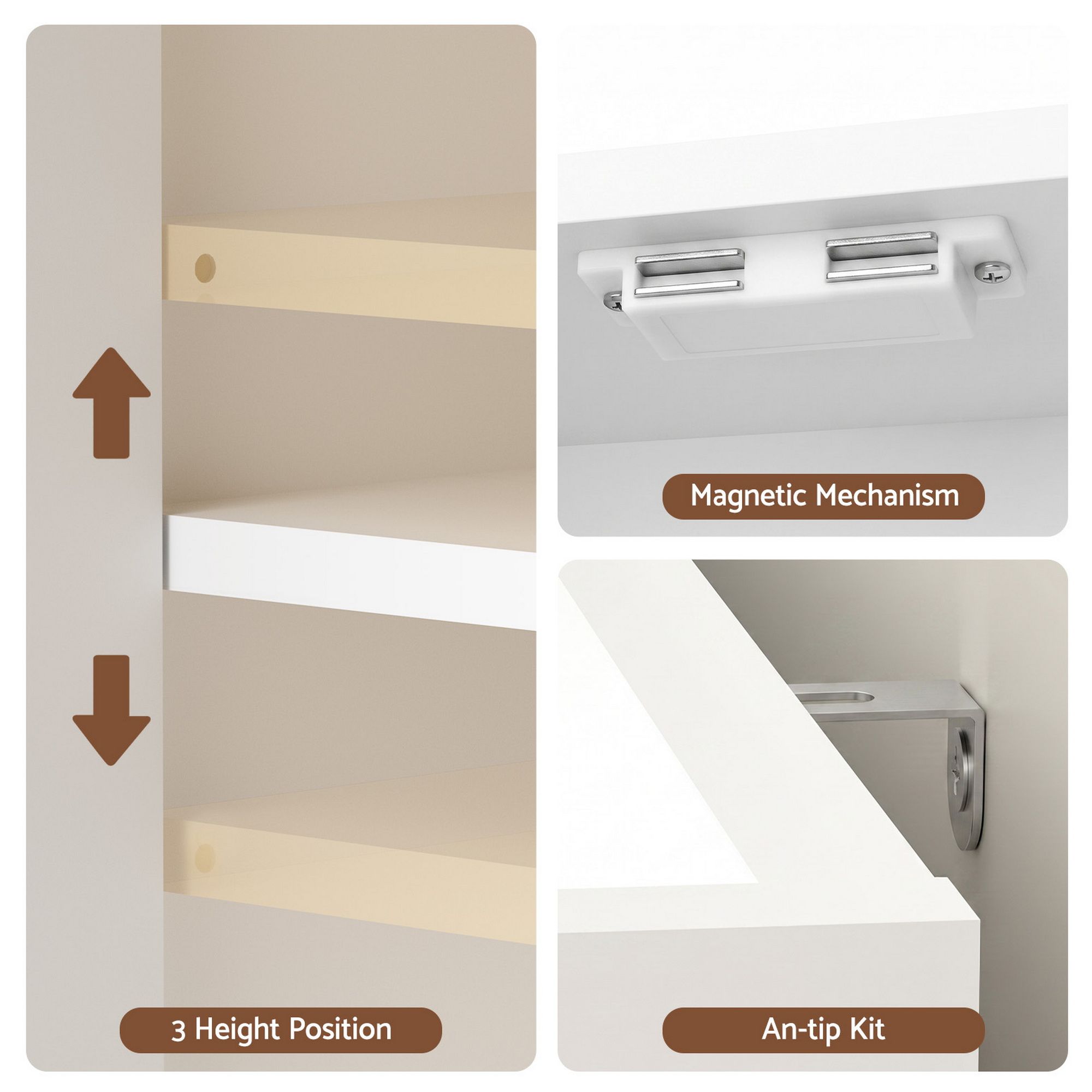 Artiss Shoe Rack Cabinet Storage Cupboard 3 Adjustable Shelves White - Homecoze