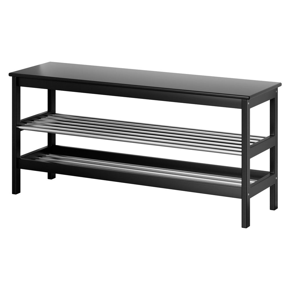 Shoe Rack Storage Bench Bamboo up to 10 Pairs - Black - Homecoze