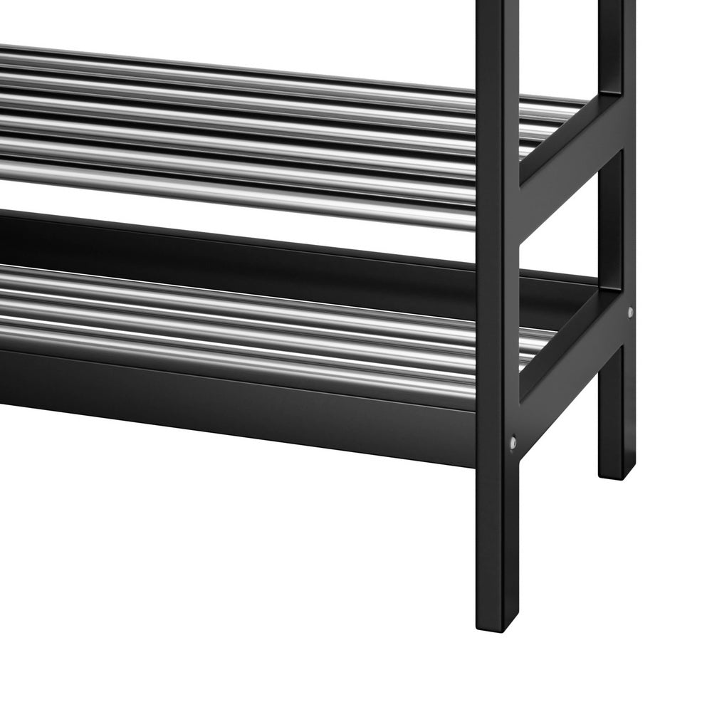 Shoe Rack Storage Bench Bamboo up to 10 Pairs - Black - Homecoze