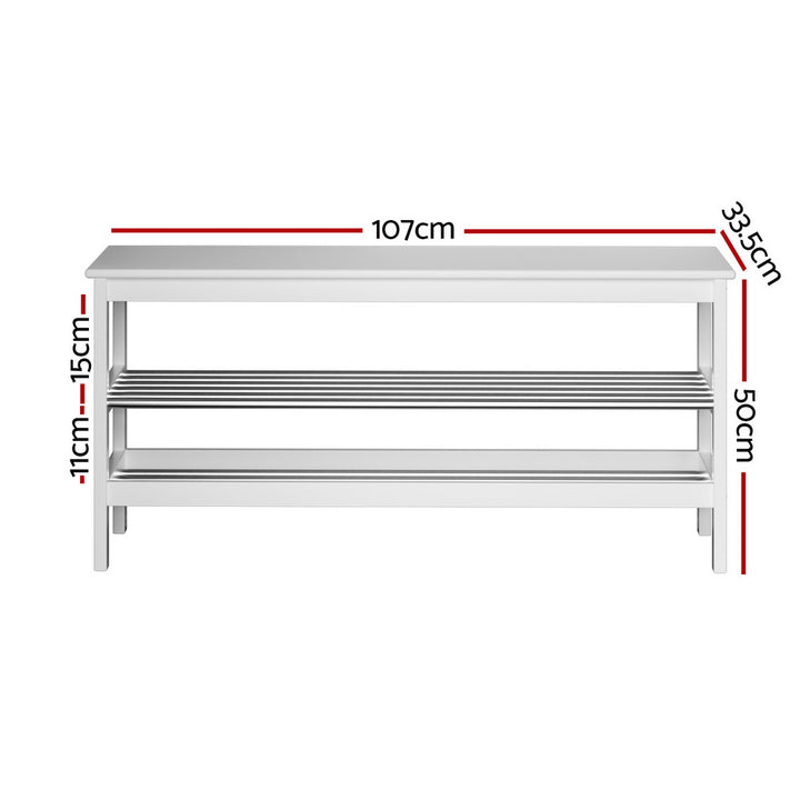 Shoe Rack Storage Bench Bamboo up to 10 Pairs - White