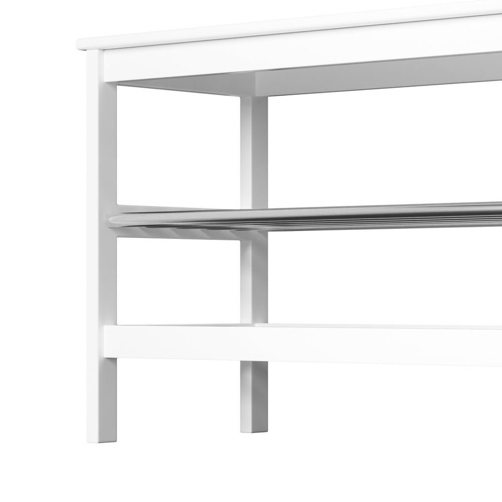 Shoe Rack Storage Bench Bamboo up to 10 Pairs - White - Homecoze